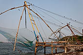 Kerala - Kochi the Chinese fishing net. 